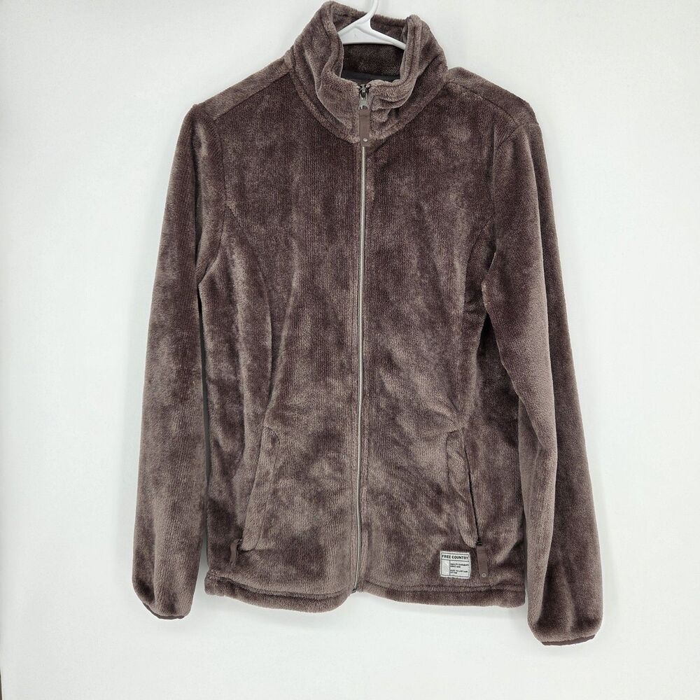 Free Country Womens Mauve Butter Soft Plush Fleece Full Zip Jacket Pockets Sm